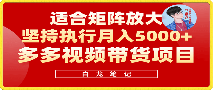 矩阵操作月入5000+,多多视频带货项目,适合新手,也适合老手放大操作