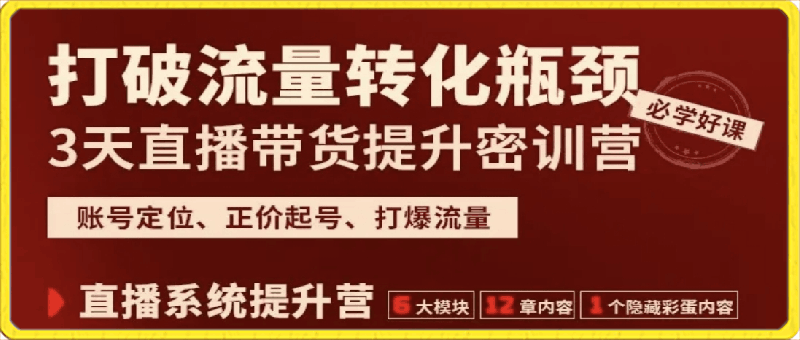 小天：3天直播带货提升密训营