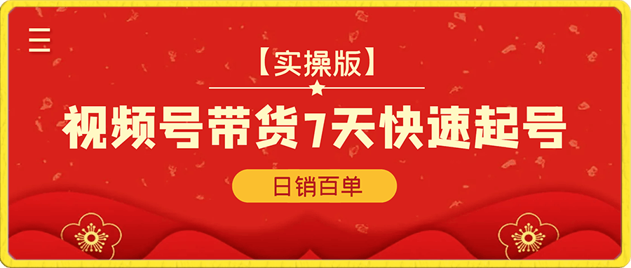 付费文章:视频号带货7天快速起号,日销百单【实操版】
