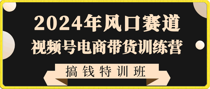 1980众筹的2024年风口赛道视频号电商带货训练营搞钱特训班