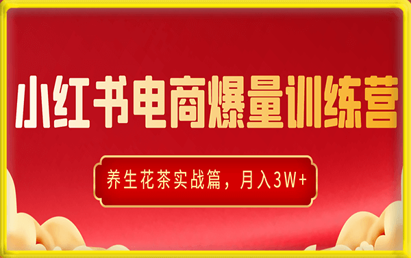小红书电商爆量训练营,养生花茶实战篇,月入3W+