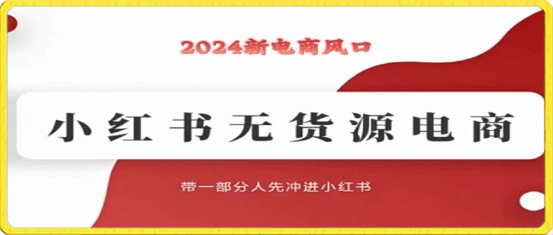 2024新电商-小红书无货源项目:带一部分人先冲进小红书