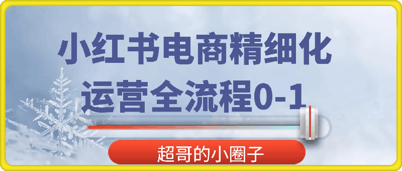 小红书电商精细化 运营全流程0-1