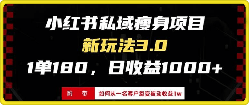 小红书瘦身项目3.0模式,新手小白日赚收益1000+