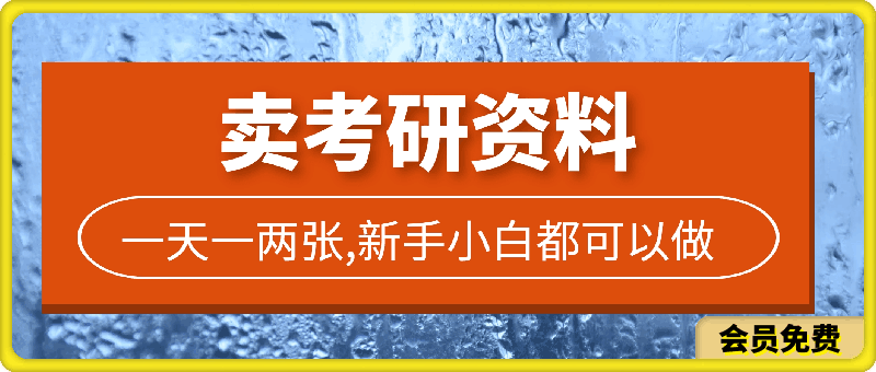 靠卖考研资料,一天一两张,新手小白都可以做