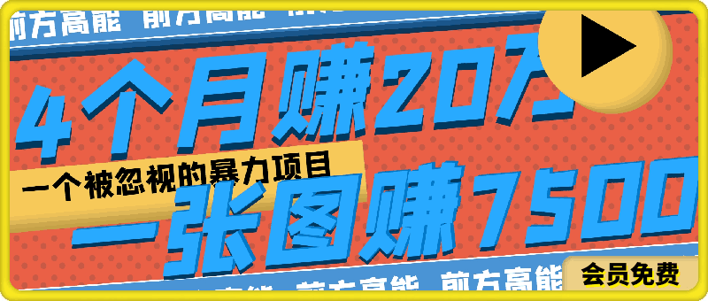 4个月赚20万!一张图赚7500!多种变现方式,一个被忽视的暴力项目