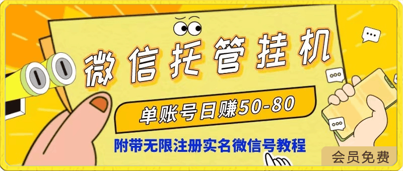 微信托管挂机,单号日赚50-80,项目操作简单(附无限注册实名微信号教程)