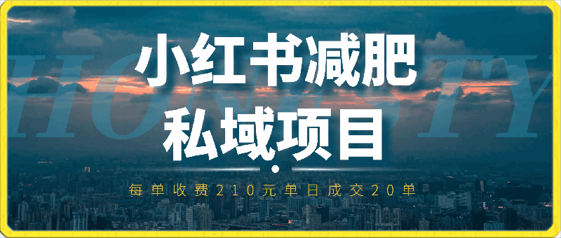 小红书减肥私域项目每单收费210元单日成交20单,最高日入4200+