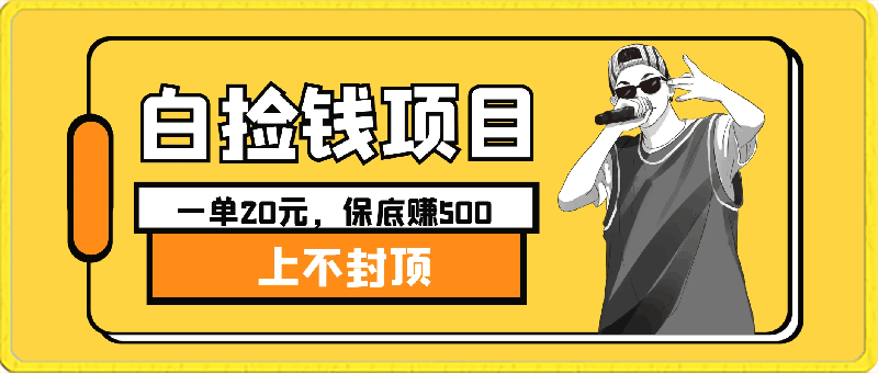 白捡钱项目，一单20元，保底赚500，上不封顶