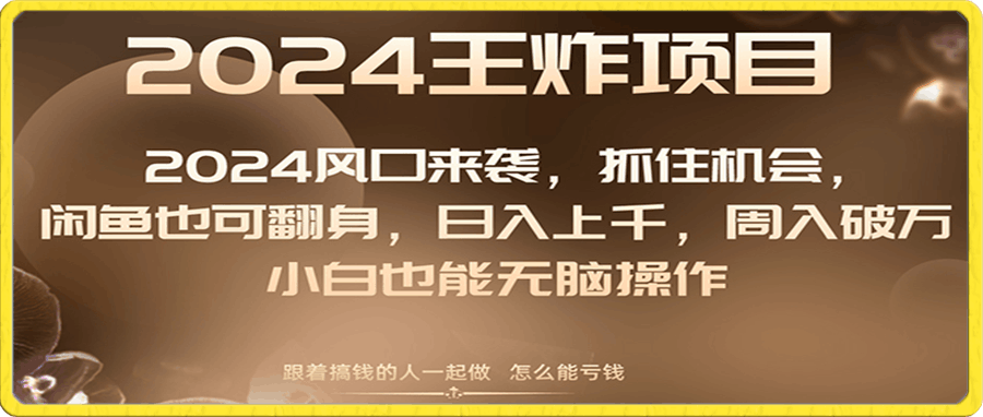 2024风口项目来袭,抓住机会,闲鱼也可翻身,日入上千,周入破万