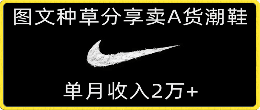 靠图文种草分享卖A货潮鞋,每天一小时,单月收入2万+【揭秘】