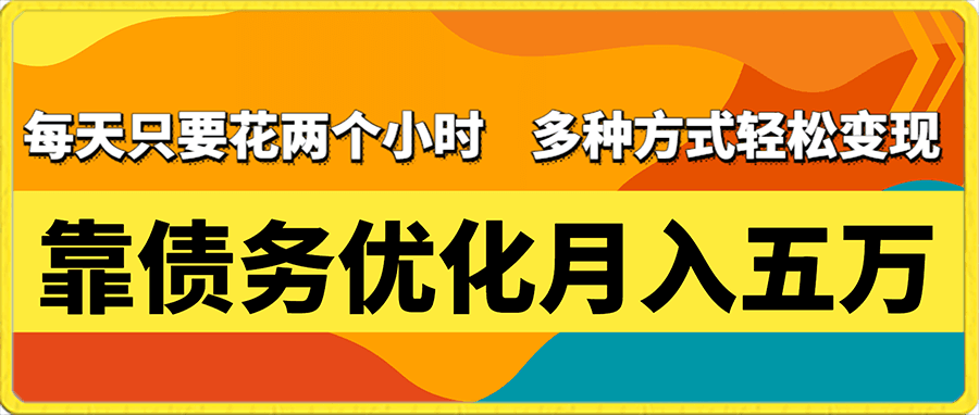靠债务优化月入五万，每天只要花两个小时，多种方式轻松变现