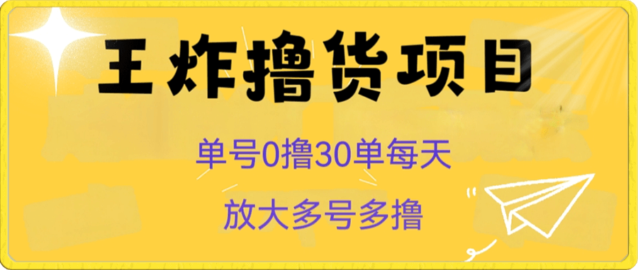 王炸撸货项目,单号0撸30单每天,多号多撸