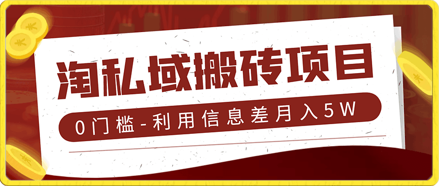 淘私域搬砖项目,利用信息差月入5W