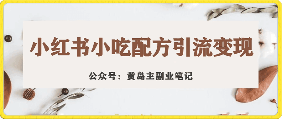 黄岛主 · 小红书小吃配方引流变现分享课