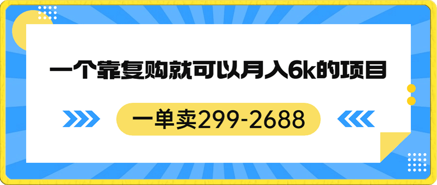 一单卖299-2688,一个靠复购就可以月入6k的暴利项目