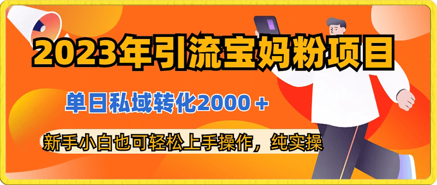 2023年引流宝妈粉项目,单日私域转化2000+,新手小白也可轻松上手操作,纯实操