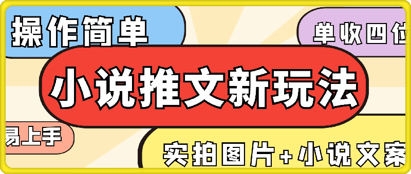 小说推文新玩法,实拍图片+小说文案,操作简单易上手,单条视频收益四位数