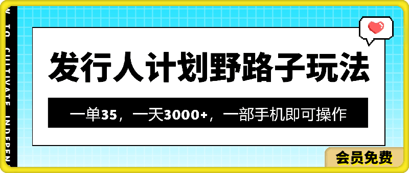 发行人计划野路子玩法，一单35，一天3000+，一部手机即可操作