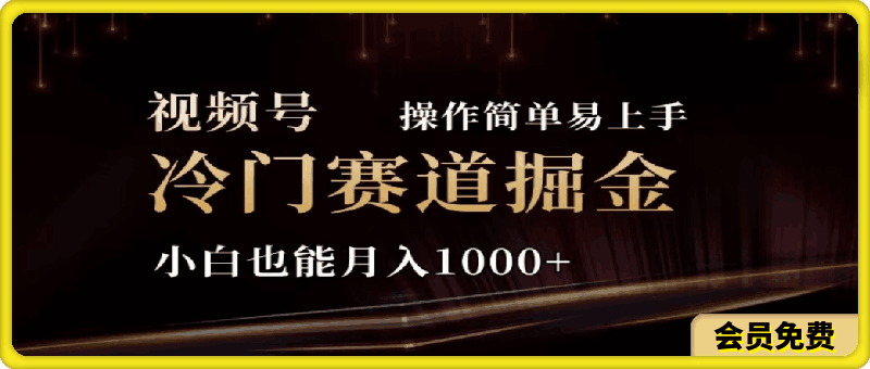 2024视频号冷门赛道掘金,操作简单轻松上手,小白也能月入1000+