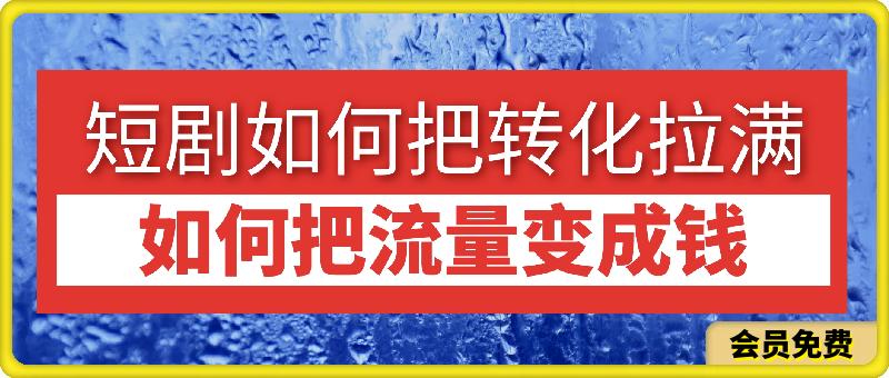 短剧如何把转化拉满,如何把流量变成钱