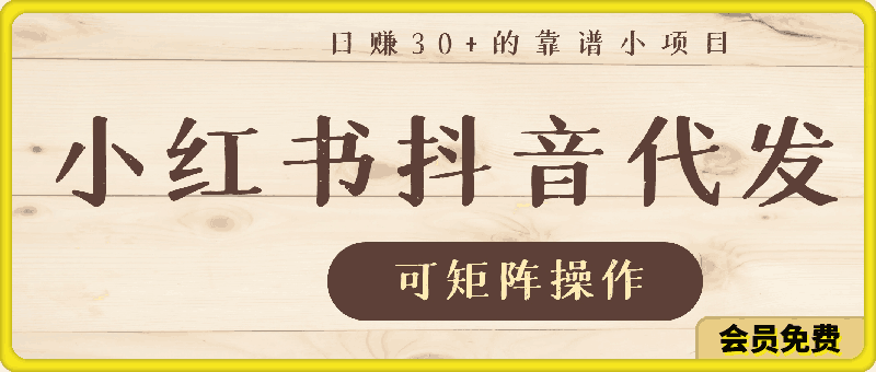 【小红书+抖音】代发平台,一条1~4元,日赚30+的靠谱小项目,可矩阵操作