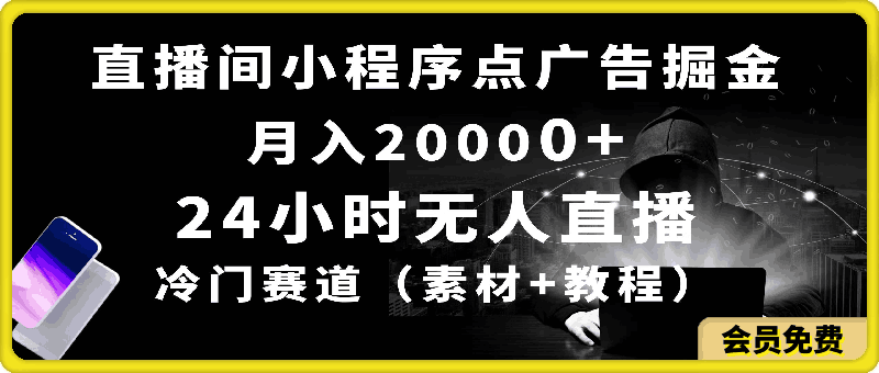 24小时无人直播小程序点广告掘金, 月入20000+,冷门赛道