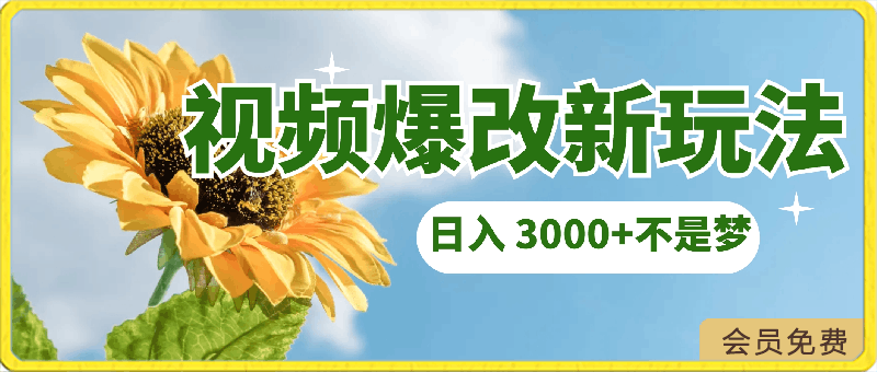 视频爆改新玩法,日入 3000+不是梦