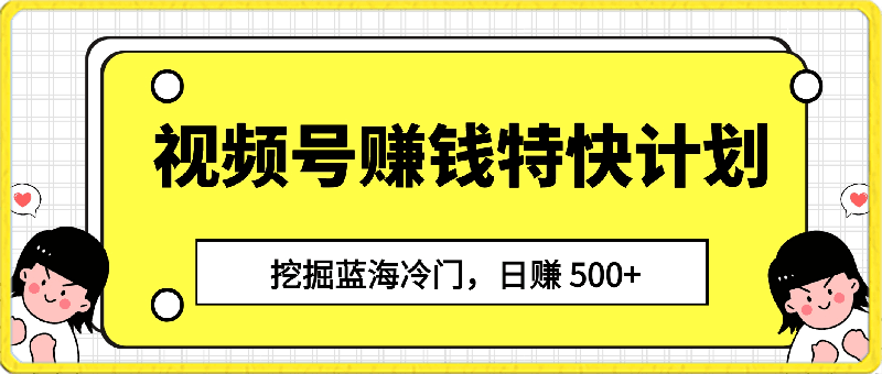 视频号赚钱特快计划,挖掘蓝海冷门,日赚 500+