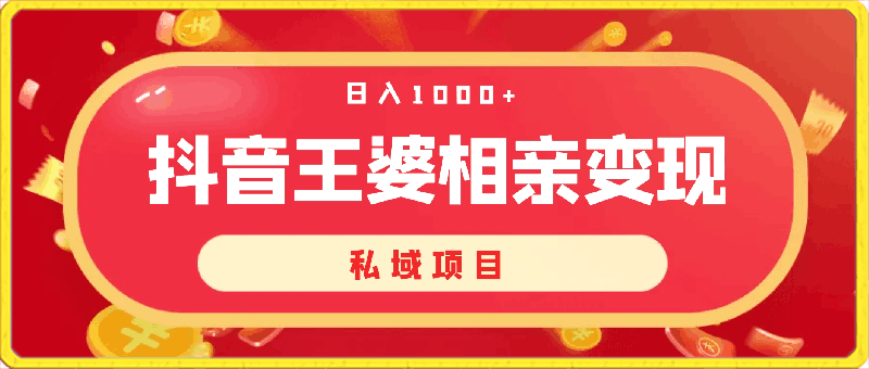 抖音王婆相亲变现私域项目,日入1000+
