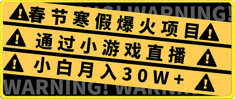 2024年春节寒假爆火项目,普通小白如何通过小游戏直播做到月入30W+