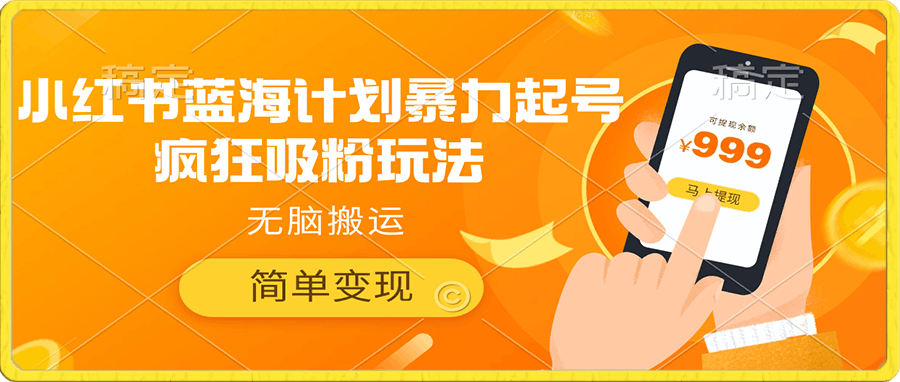 小红书蓝海计划暴力起号疯狂吸粉,无脑搬运,简单变现