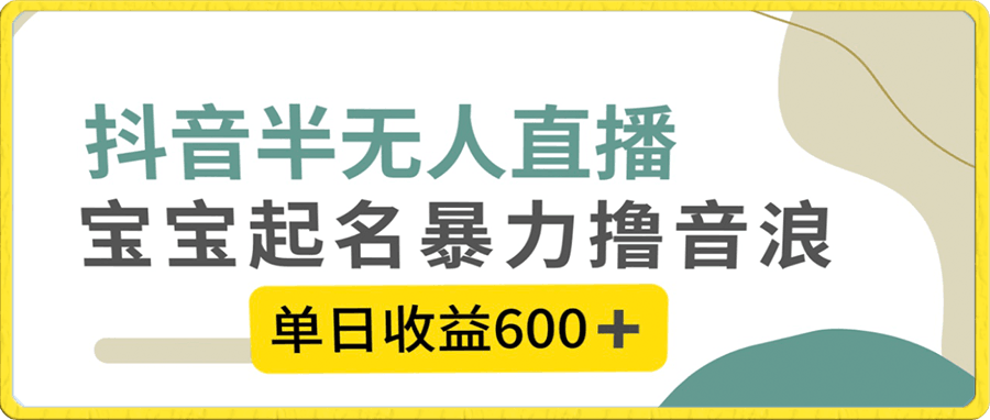 抖音半无人直播,宝宝起名,暴力撸音浪,单日收益600+