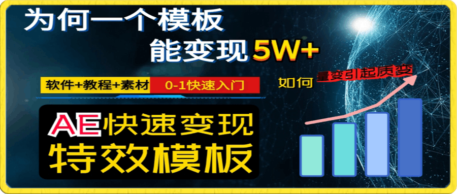 AE视频特效模板变现月入3-5W,0-1快速入门,软件+教程+素材