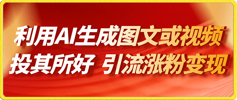 投其所好,利用AI生成图文或视频 引流涨粉变现(揭秘)