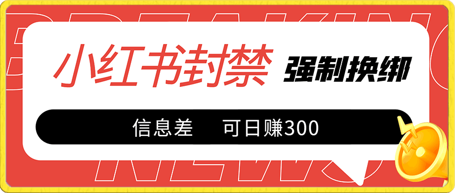 小红书账号封禁强制换绑技术可日赚300