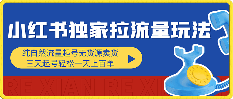 小红书独家拉流量玩法,纯自然流量起号无货源卖货 三天起号轻松一天上百单