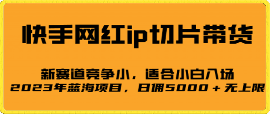 快手网红ip切片新赛道,竞争小事,适合小白  2023蓝海项目