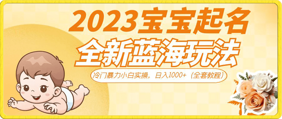 2023宝宝起名全新蓝海玩法,冷门暴力小白实操,日入1000+(全套教程)