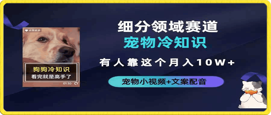 不起眼的抖音细分赛道-宠物冷知识,一段宠物视频配文案,有人靠这个月入10w