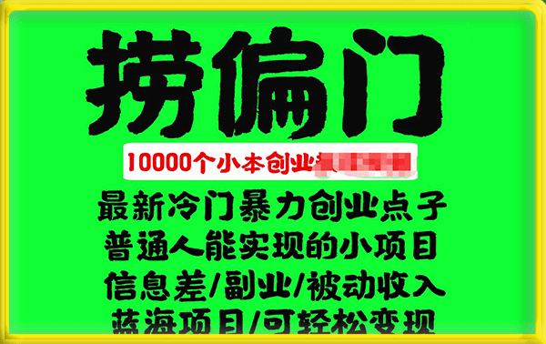 千款捞偏门小本创业小项目,总有一款适合你