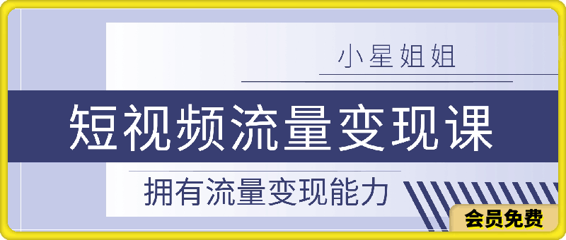小星姐姐短视频流量变现课,拥有流量变现能力