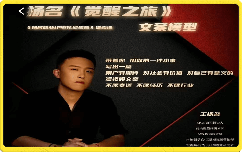 王扬名·《觉醒之旅》文案模型