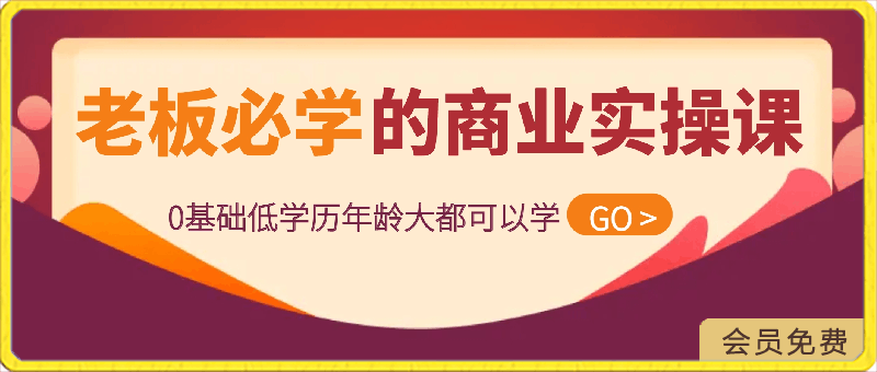 老板必学的商业实操课:0基础低学历年龄大都可以学的商业实操课