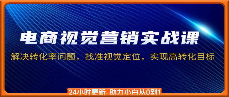 电商视觉营销实战课，解决转化率问题，找准视觉定位，实现高转化目标