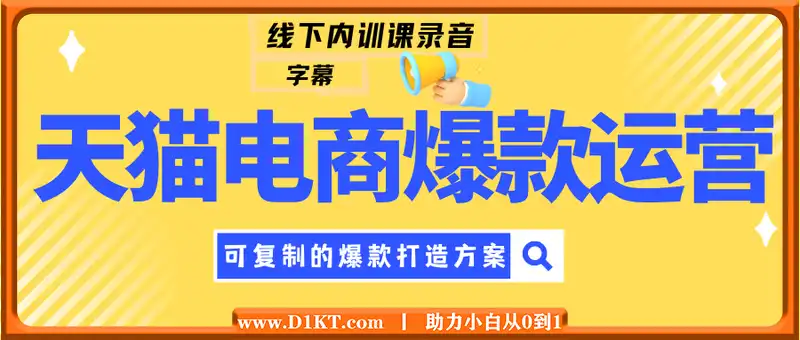 天猫电商爆款运营，可复制的爆款打造方案(线下内训课录音+字幕)