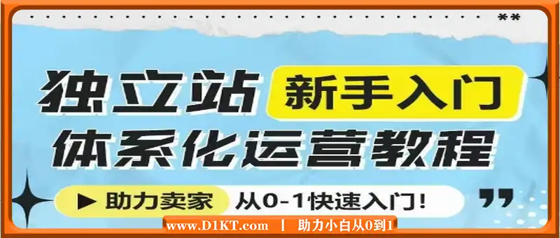独立站新手入门体系化运营教程，助力独立站卖家从0-1快速入门!