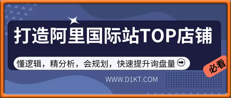 4个月打造阿里国际站TOP店铺，懂逻辑，精分析，会规划，快速提升询盘量