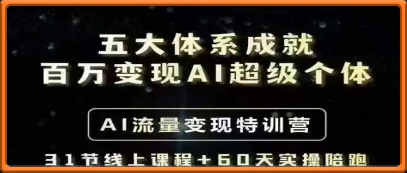五大体系成就百万变现AI超级个体- AI流量变现特训营，一步一步教你一个人怎么年入百W