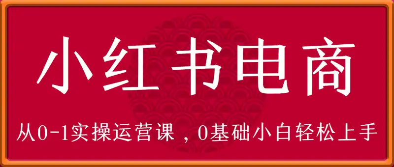 小红书电商从0-1实操运营课，0基础小白轻松上手